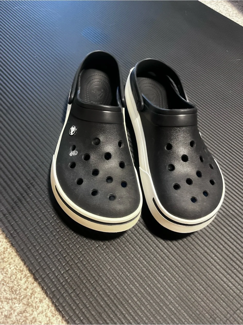 Crocs Crocband Platform Clogs Black White Men’s Size 13 Slip On Comfort Shoes
